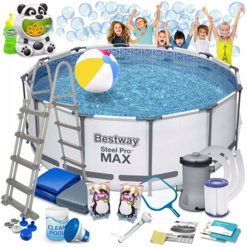 Basen ogrodowy stelażowy 366 x 122 cm 18w1 Bestway 56420 + maszynka do bani