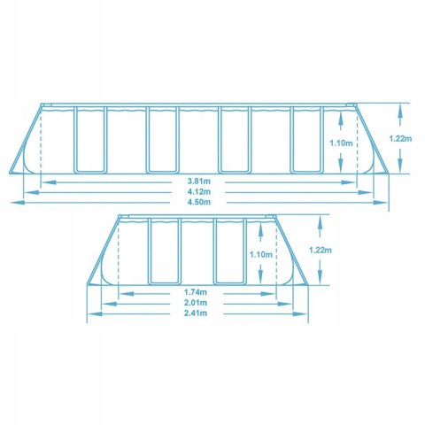 Basen ogrodowy stelażowy 412x201x122 cm 17w1 Bestway 56457N
