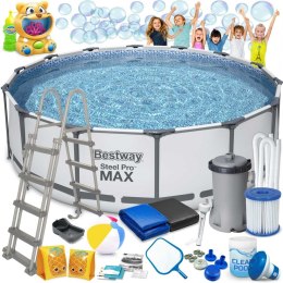 Basen ogrodowy stelażowy 427 x 122 cm 19w1 Bestway 5612X maszynka do baniek