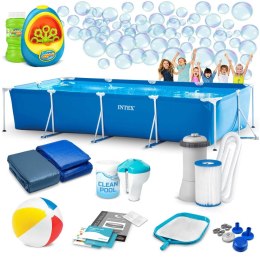 Basen ogrodowy stelażowy 450 x 220 x 84 cm 15w1 INTEX 28273 + maszynka do b
