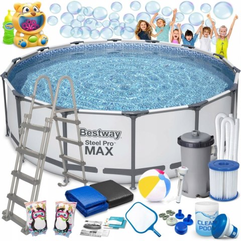 Basen ogrodowy stelażowy 457 x 122 cm 18w1 Bestway 56438 + maszyna do banie