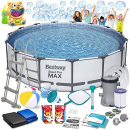 Basen stelażowy ogrodowy 457 x 107 cm 18w1 Bestway 56488 + maszynka do bani