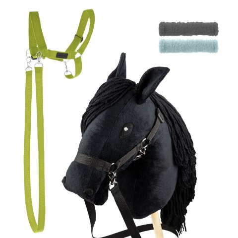 Zestaw Skippi - Hobby Horse czarny i dodatkowy kantar - jasny zielony Zestaw Skippi - Hobby Horse czarny i dodatkowy kantar - jasny zielony