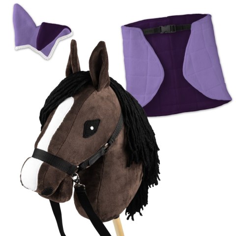 Zestaw Skippi - Hobby Horse Gniady - Derka i nauszniki - wrzos i śliwka Zestaw Skippi - Hobby Horse Gniady - Derka i nauszniki - wrzos i śliwka