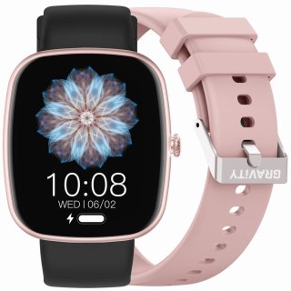 Smartwatch Damski GRAVITY GT18-1 Różowy Pasek Silikonowy + Czarny Pasek Gravity