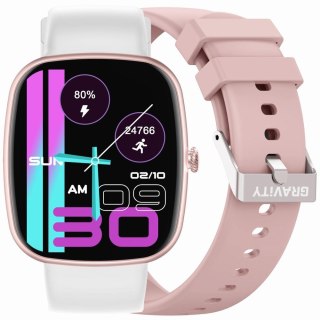 Smartwatch Damski GRAVITY GT18-2 Różowy Pasek Silikonowy + Biały Pasek Gravity