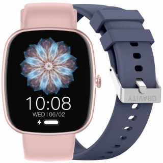 Smartwatch Damski GRAVITY GT18-3 Różowy Pasek Silikonowy + Granatowy Pasek Gravity