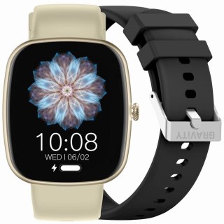 Smartwatch Damski GRAVITY GT18-7 Beżowy Pasek Silikonowy + Czarny Pasek Gravity