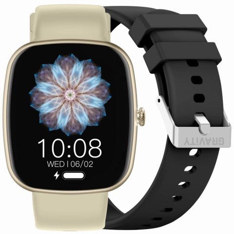 Smartwatch Damski GRAVITY GT18-7 Beżowy Pasek Silikonowy + Czarny Pasek Gravity