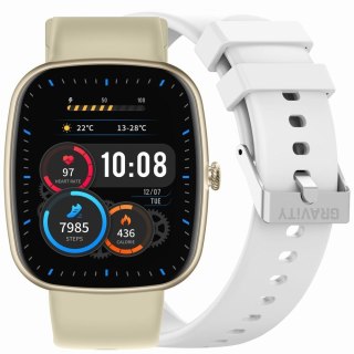 Smartwatch Damski GRAVITY GT18-8 Beżowy Pasek Silikonowy + Biały Pasek Gravity