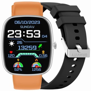 Smartwatch Męski GRAVITY GT18-4 Pomarańczowy Pasek Silikonowy + Czarny Pasek Gravity