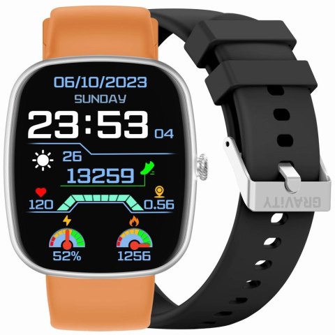 Smartwatch Męski GRAVITY GT18-4 Pomarańczowy Pasek Silikonowy + Czarny Pasek Gravity