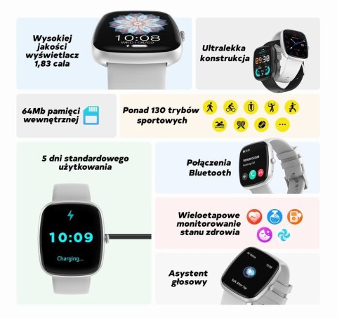 Smartwatch Męski GRAVITY GT18-4 Pomarańczowy Pasek Silikonowy + Czarny Pasek Gravity
