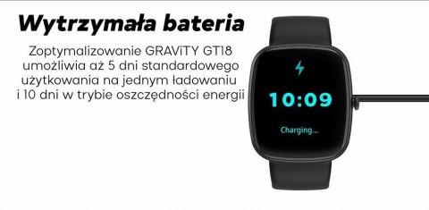 Smartwatch Męski GRAVITY GT18-4 Pomarańczowy Pasek Silikonowy + Czarny Pasek Gravity