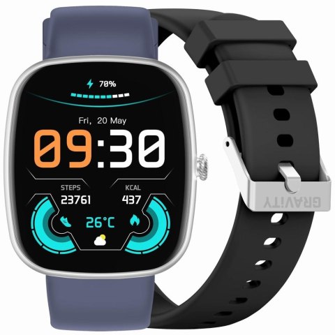 Smartwatch Męski GRAVITY GT18-6 Czarny Pasek Silikonowy + Granatowy Pasek Gravity