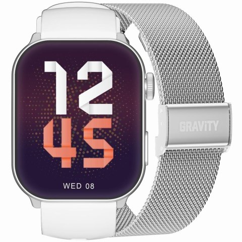 Smartwatch Damski GRAVITY GT28-10 Pasek + Bransoleta Biało Srebrny Gravity