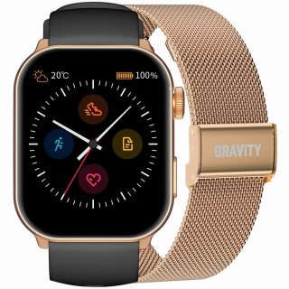Smartwatch Damski GRAVITY GT28-5 Pasek + Bransoleta Różowe złoto Czarny Gravity