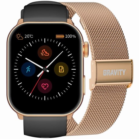 Smartwatch Damski GRAVITY GT28-5 Pasek + Bransoleta Różowe złoto Czarny Gravity