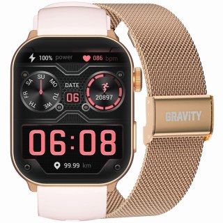 Smartwatch Damski GRAVITY GT28-6 Pasek + Bransoleta Różowe złoto Różowy Gravity
