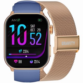 Smartwatch Damski GRAVITY GT28-8 Pasek + Bransoleta Różowe złoto Granatowy Gravity