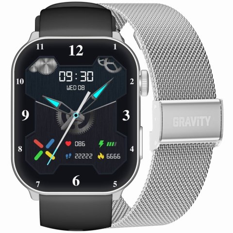 Smartwatch Damski GRAVITY GT28-9 Pasek + Bransoleta Czarno Srebrny Gravity