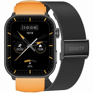 Smartwatch Męski GRAVITY GT28-2 Pasek + Bransoleta Pomarańczowo Czarny Gravity