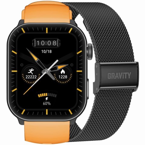 Smartwatch Męski GRAVITY GT28-2 Pasek + Bransoleta Pomarańczowo Czarny Gravity