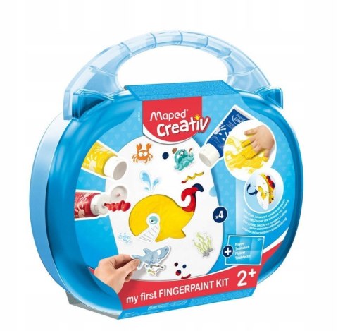 Farby do malowania palcami w walizce Maped 3 kolory szablony naklejki CX Sp