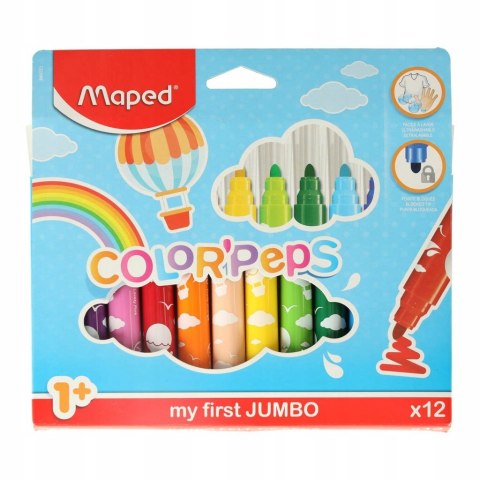 Flamastry mazaki dla małych dzieci 1+ Maped 12 kolorów CX Sp. z o. o.
