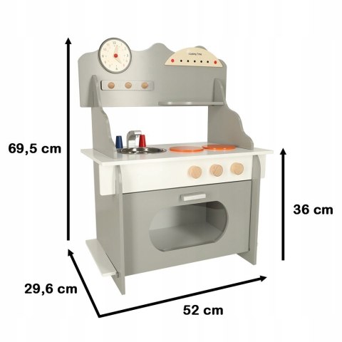 Kuchnia dla dzieci drewniana MDF piekarnik garnki akcesoria 70cm Kik Sp. z