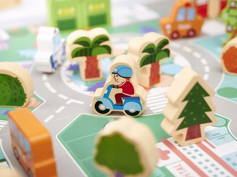 Klocki drewniane edukacyjne miasto puzzle 120el. drewniane miasto prezent3+
