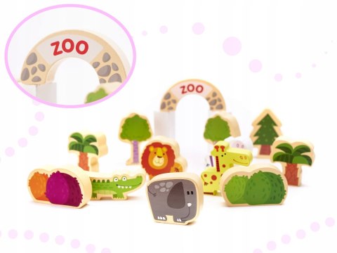 Klocki drewniane edukacyjne miasto puzzle 120el. drewniane miasto prezent3+