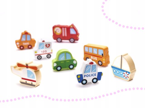 Klocki drewniane edukacyjne miasto puzzle 120el. drewniane miasto prezent3+