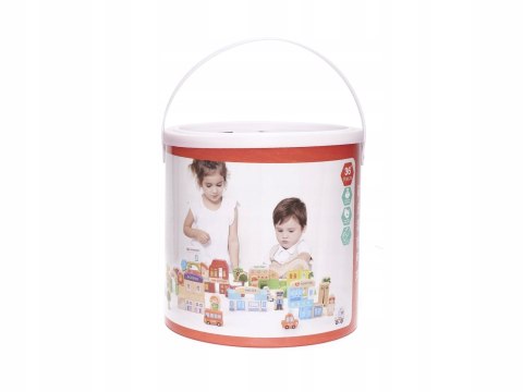 Klocki drewniane edukacyjne miasto puzzle 120el. drewniane miasto prezent3+