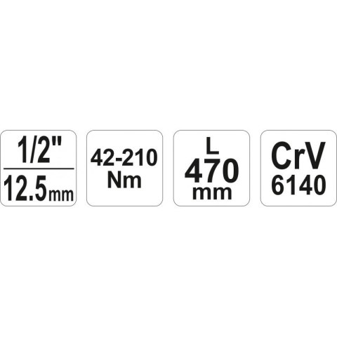 KLUCZ DYNAMOMETRYCZNY 1/2'' 42-210NM YATO