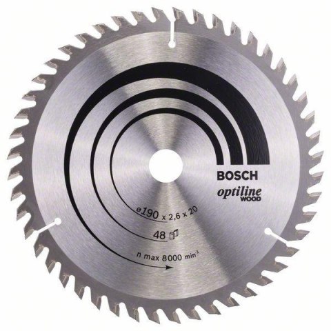 PIŁA TARCZOWA-H OPTILINE WOOD 190*2,6*20/16 Z48 BOSCH PIŁA TARCZOWA-H OPTILINE WOOD 190*2,6*20/16 Z48 BOSCH
