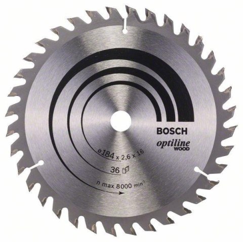 PIŁA TARCZOWA-H OPTILINE WOOD 184*2.6*16/Z36 BOSCH PIŁA TARCZOWA-H OPTILINE WOOD 184*2.6*16/Z36 BOSCH