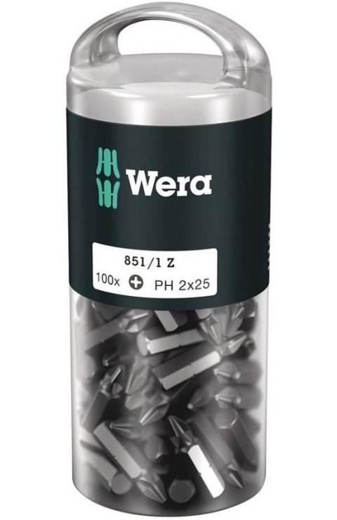 BIT, GROT KRZYŻOWY PH2 X 25 MM, 855/1 100SZT. WERA BIT, GROT KRZYŻOWY PH2 X 25 MM, 855/1 100SZT. WERA