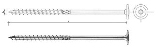 WKRĘT DO DREWNA Z KOŁNIERZEM NA TORX OCYNKOWANY 10*380MM T40 UN