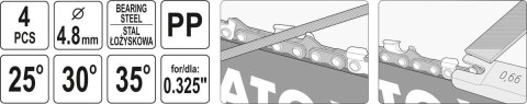 ZESTAW DO OSTRZENIA ŁAŃCUCHA 4.8MM 4SZT YATO ZESTAW DO OSTRZENIA ŁAŃCUCHA 4.8MM 4SZT YATO