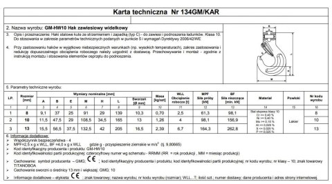 HAK ZAWIESIOWY SWORZNIOWY Z ZABEZPIECZENIEM G10 8MM WLL UN HAK ZAWIESIOWY SWORZNIOWY Z ZABEZPIECZENIEM G10 8MM WLL UN