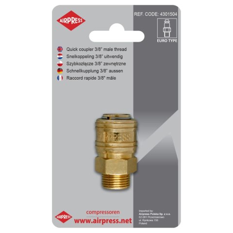 SZYBKOZŁĄCZE Z GWINTEM ZEWNĘTRZNYM 3/8'' AIRPRESS SZYBKOZŁĄCZE Z GWINTEM ZEWNĘTRZNYM 3/8'' AIRPRESS