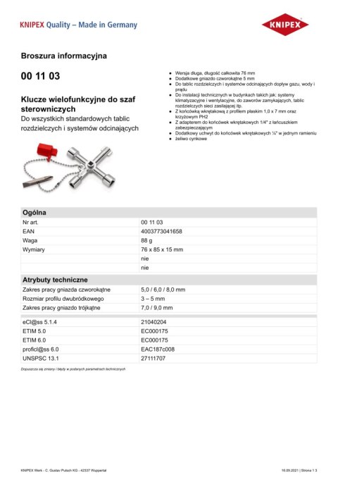KLUCZE WIELOFUNKCYJNE DŁUGIE DO SZAF STEROWNICZYCH TWINKEY KNIPEX KLUCZE WIELOFUNKCYJNE DŁUGIE DO SZAF STEROWNICZYCH TWINKEY KNIPEX