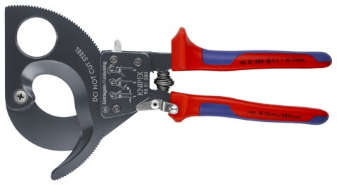 NOŻYCE DO KABLI 280MM, MECHANIZM ZAPADKOWY KNIPEX NOŻYCE DO KABLI 280MM, MECHANIZM ZAPADKOWY KNIPEX