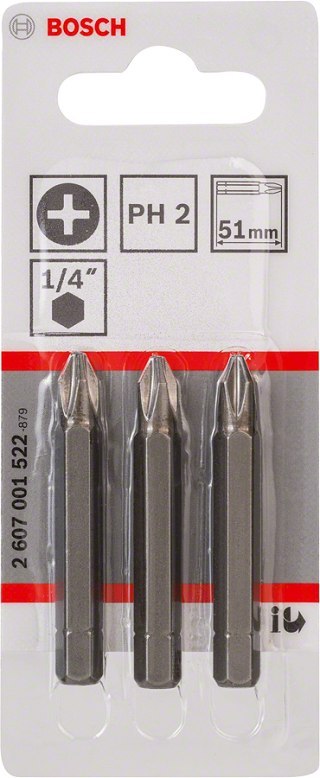 BIT, GROT, KOŃCÓWKA PH2 51MM EH 3PCS BOSCH BIT, GROT, KOŃCÓWKA PH2 51MM EH 3PCS BOSCH