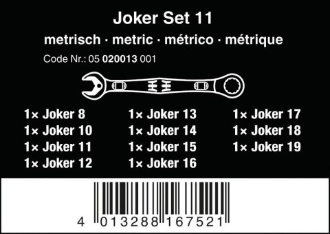ZESTAW KLUCZY PŁASKO-OCZKOWYCH Z GRZECHOTKĄ JOKER WERA ZESTAW KLUCZY PŁASKO-OCZKOWYCH Z GRZECHOTKĄ JOKER WERA