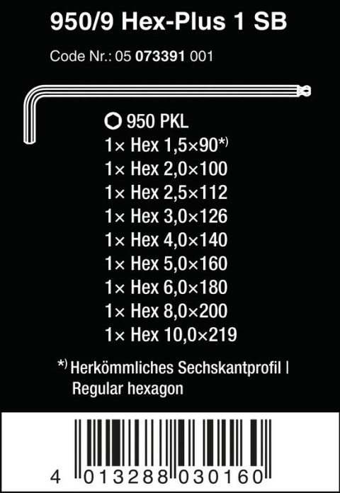 ZESTAW KLUCZY TRZPIENIOWYCH METRYCZNYCH Z KULKĄ HEX PLUS 9CZ WERA ZESTAW KLUCZY TRZPIENIOWYCH METRYCZNYCH Z KULKĄ HEX PLUS 9CZ WERA