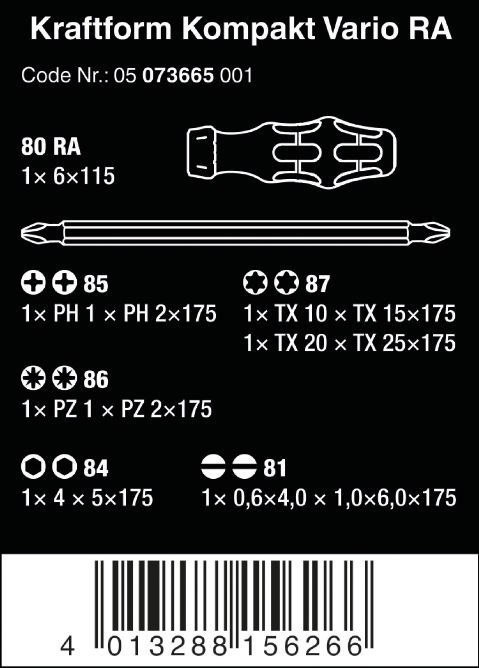 ZESTAW KRAFTFORM KOMPAKT VARIO RA SB, 7CZ. WERA ZESTAW KRAFTFORM KOMPAKT VARIO RA SB, 7CZ. WERA