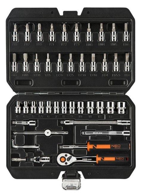 ZESTAW KLUCZY NASADOWYCH 1/4'' 46SZT NEO ZESTAW KLUCZY NASADOWYCH 1/4'' 46SZT NEO