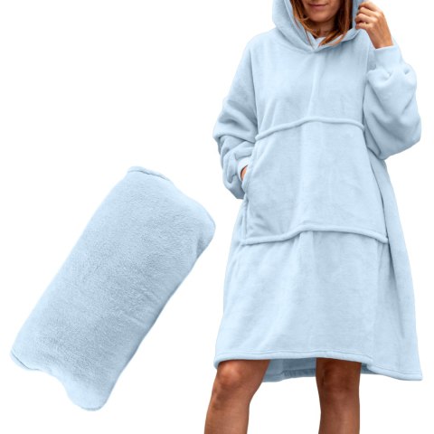 Bluzair Bluza Koc z Kapturem XXL Ciepła Błękit 4w1 Bluzair Bluza Koc z Kapturem XXL Ciepła Błękit 4w1